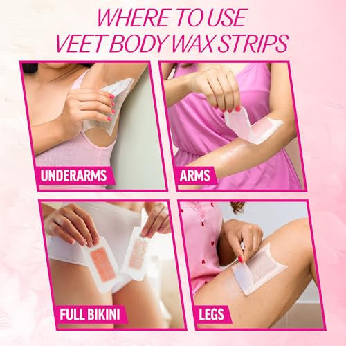 Image of Veet Full Body Waxing Strips Kit - Normal Skin, 20 Strips (Pack of 3) with Face Wax Strips, 4 strips (Pack of 3) | Painless, Quick & Gentle Hair Removal.