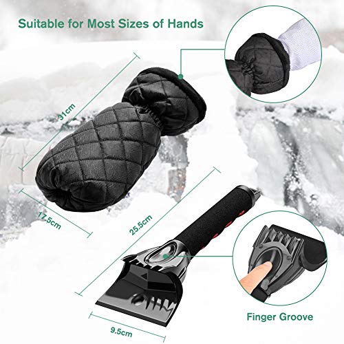 Coquimbo Ice Scraper Mitt, Waterproof Snow Romover Glove, Windsheild Snow Scraper with Warming Glove Lined of Thick Fleece for Car Windscreen, Sratch-Free, Black(2 pack) - Thumbnail 5