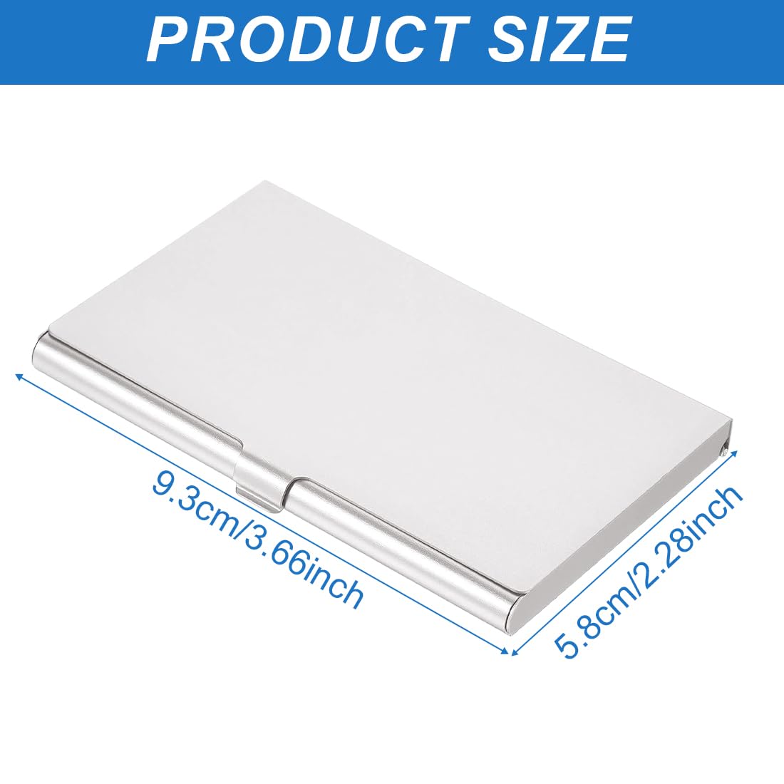 Estuches para tarjetas de visita, 2 piezas aluminio superligero para tarjetas de visita, tarjetero delgado profesional, carteras de metal para viajes y negocios para mujeres y hombres, Plata