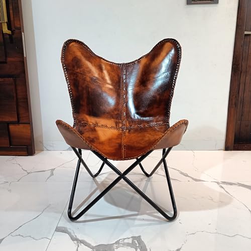 Sillón Mariposa Plegable Cuero Marrón miniatura 5