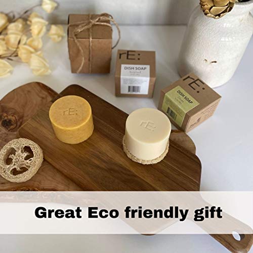 Image of rE: REKURATOR Dishwashing Soap with Loofah Holder - Eco-Friendly, Gentle, Plant-Based Dish Bar , No Artificial Dyes or Fragrance (Unscented) , 5.1 oz