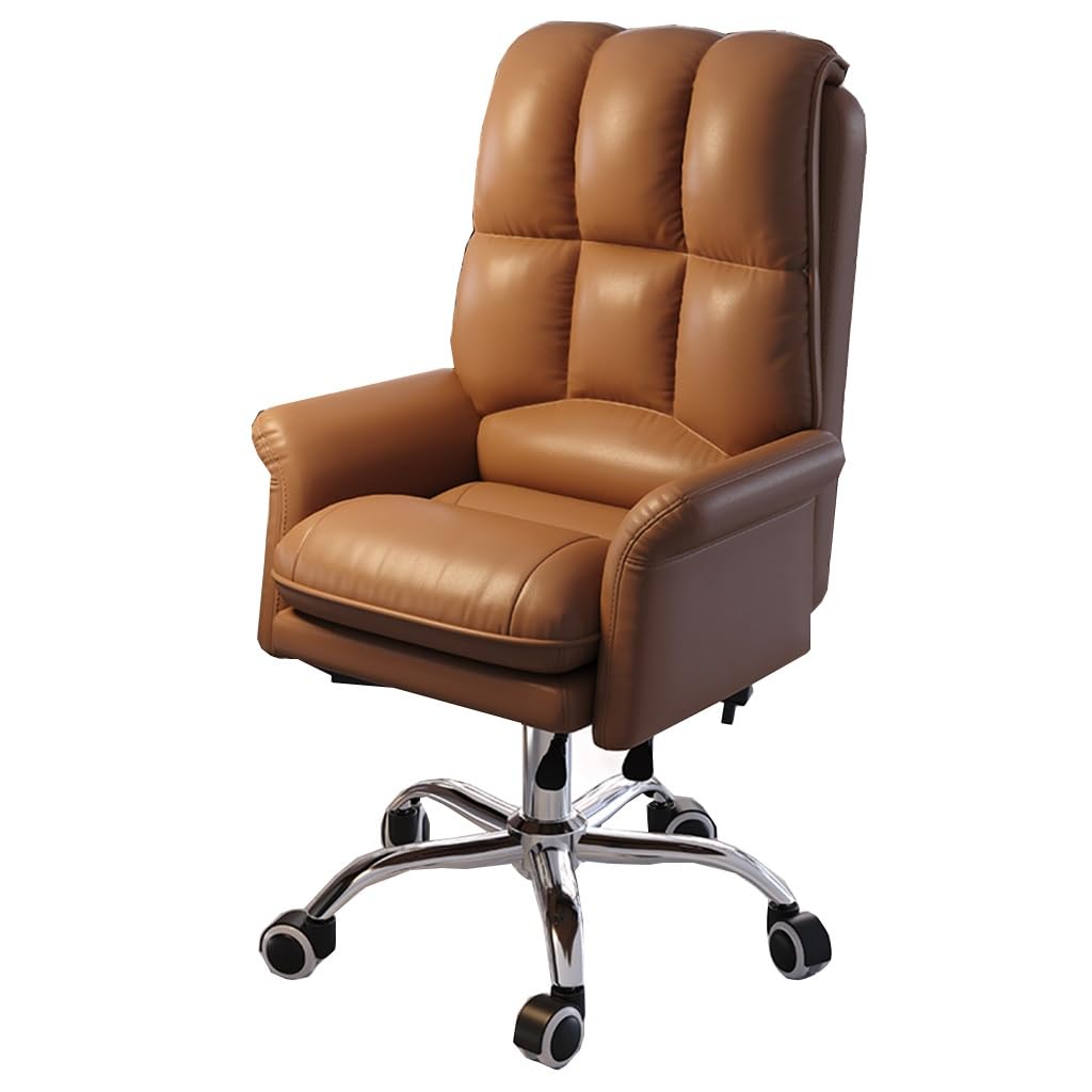 Chaise de bureau ergonomique marron avec dossier haut pour adulte