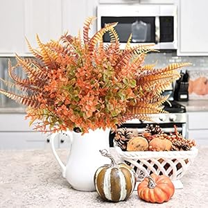 Uieke 6PCS Artificial Fall Flowers Outdoor UV Resistant, 3PCS Fall Fake Plants with 3PCS Autumn Boston Fern Plants Bushes for Outside Garden Front Porch Sidewalk Window Box Fall Décor Orange Uieke 6PCS Artificial Fall Flowers Outdoor UV Resistant 3PCS Fall Fake Plants with 3PCS Autumn Boston Fern Plants Bushes for Outside Garden Front Porch Sidewalk Window Box Fall Decor Orange