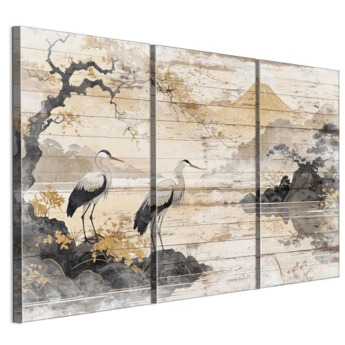 LUMASOUL Cuadros Decoracion Salon Modernos 3 Pieza - Decoración Pared Natura Motivo - Cuadros Decorativos con marcos de madera y telares Salón y dormitorio - 120x80 cm