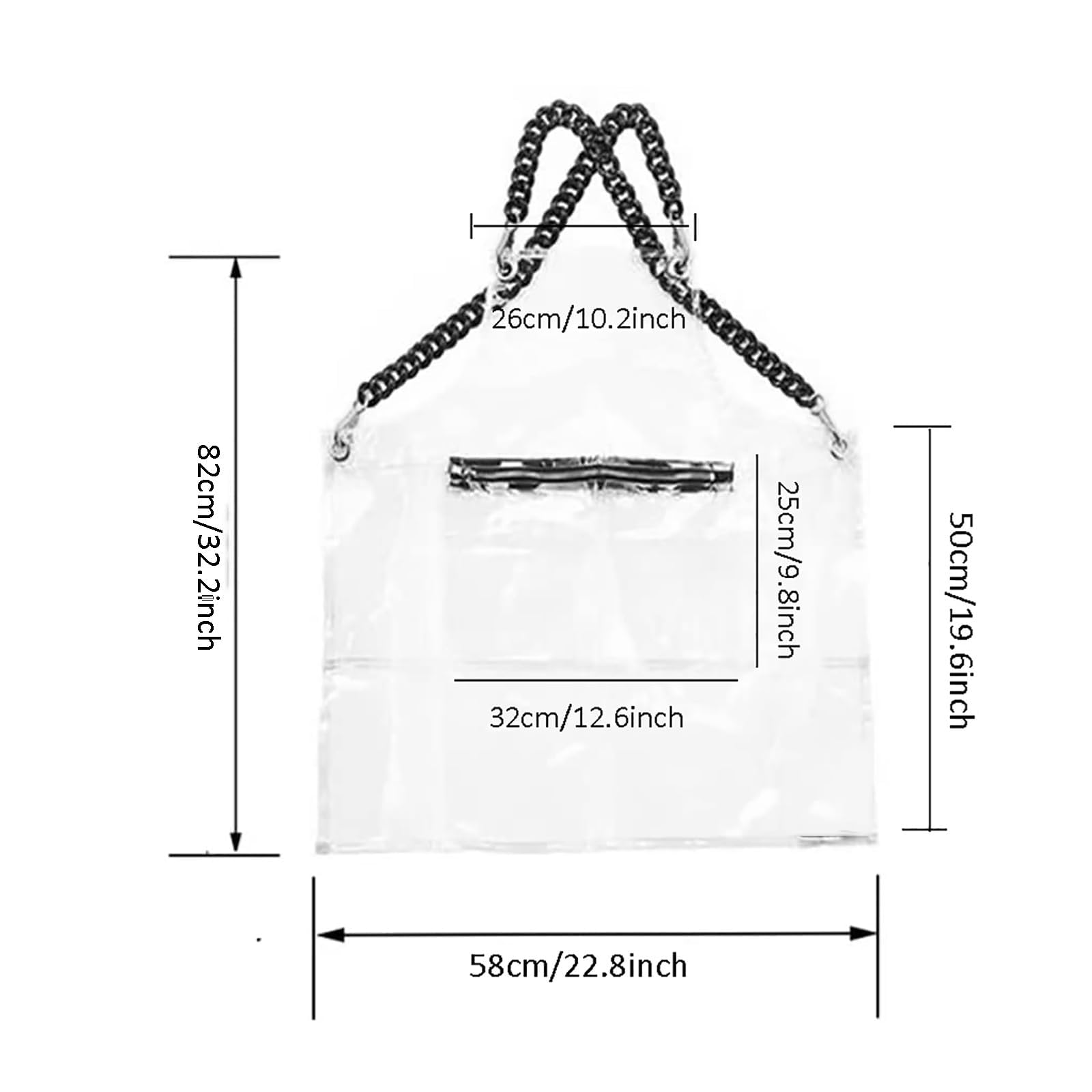 Przezroczysty fartuch dla stylisty włosów, fartuch stylisty włosów z kieszeniami, wodoodporny fartuch fryzjerski, fartuch salonowy fartuch krzyżowy tył regulowane łańcuchy, powłoka ochronna