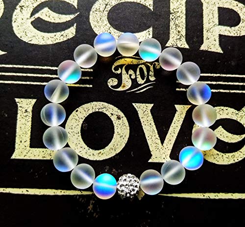 HOPE INSPIRED Kids Size Mermaid Glass Friendship Bracelet with Frosted White 8 mm Moonstone Beads2