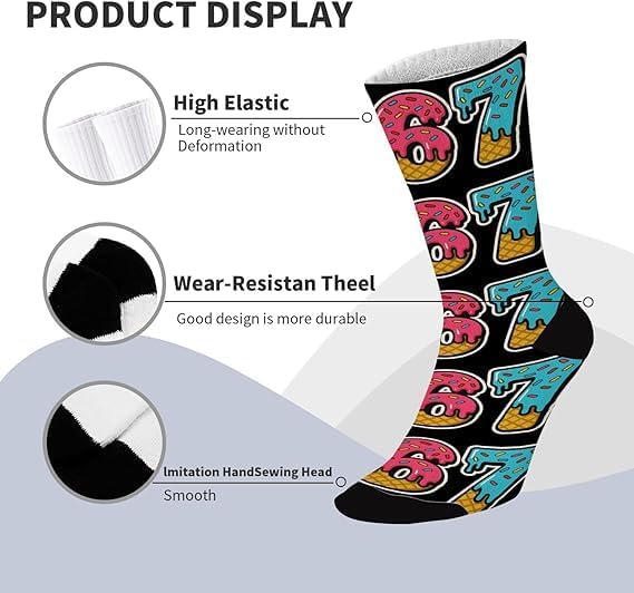 67 Socks for Kids,Funny 6 7 Creams Baseball Drip Socks,Six Seven Meme Design for Xmas Gift - Image 4