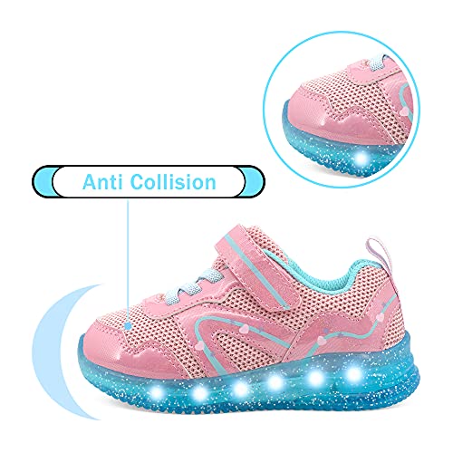 YESKIS Toddler Girls Light Up Shoes LED Flashing Sneakers Pink 9 by YESKIS - Used condition - Image 5