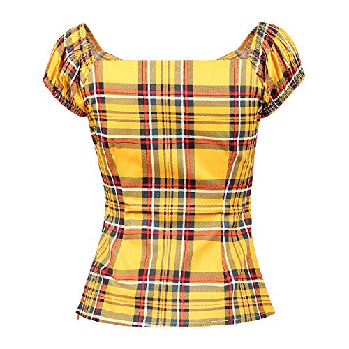 Image of YARN & INK Women's Rockabilly Tops 1950s Pinup Shirt Casual Off Shoulder Vintage Blouse