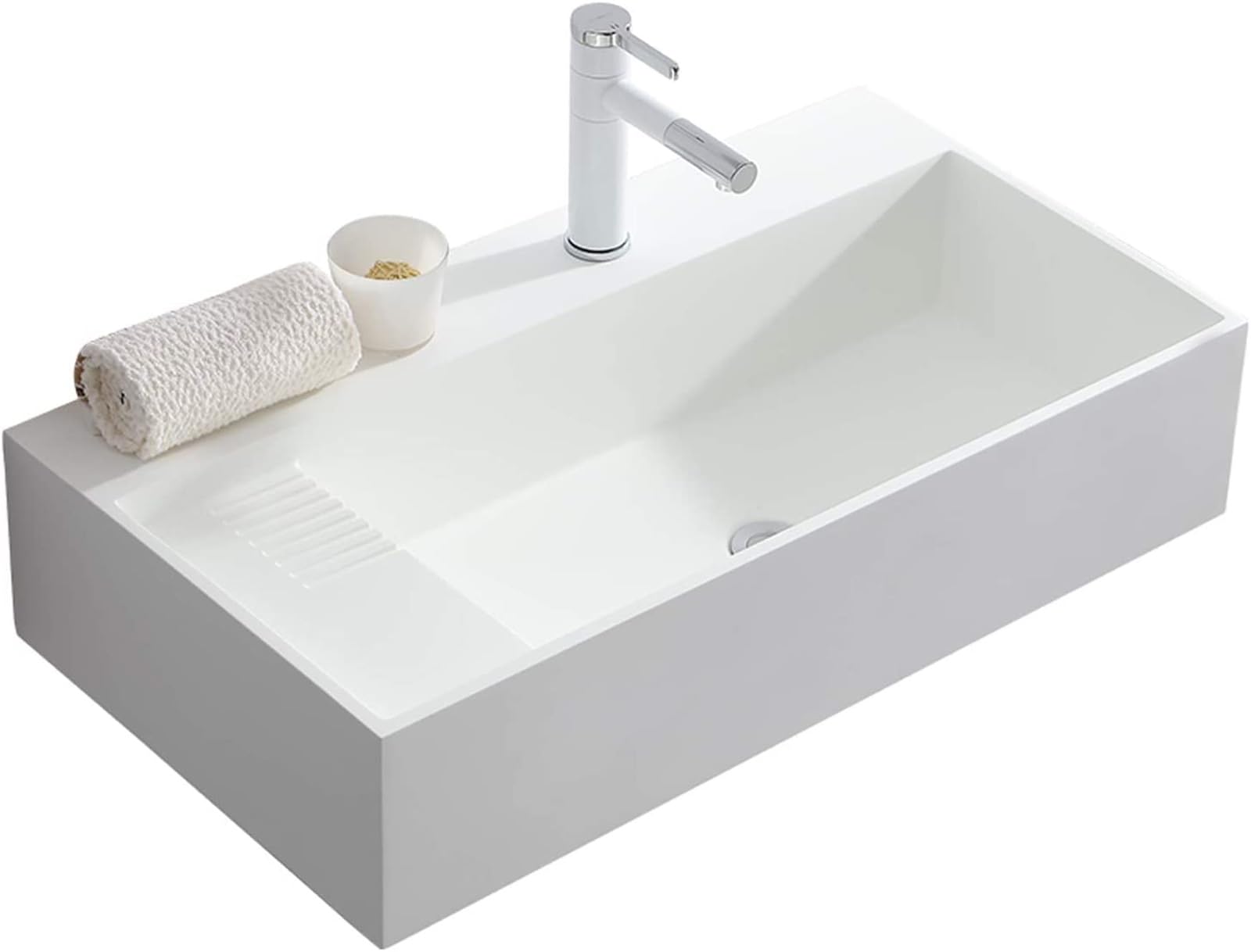 Umywalka Łazienkowa Nablatowa, Ceramiczna Umywalka Łazienkowa, Umywalka Wisząca, Białe Umywalki Nablatowe Do Garderoby, Prostokątna Umywalka Z Marmuru Sztucznego Z Wzorem,700mm