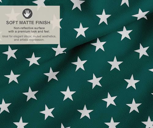 Image of Soimoi Green Cotton Canvas Fabric Stars Star Print Fabric by The Meter 44 Inch Wide