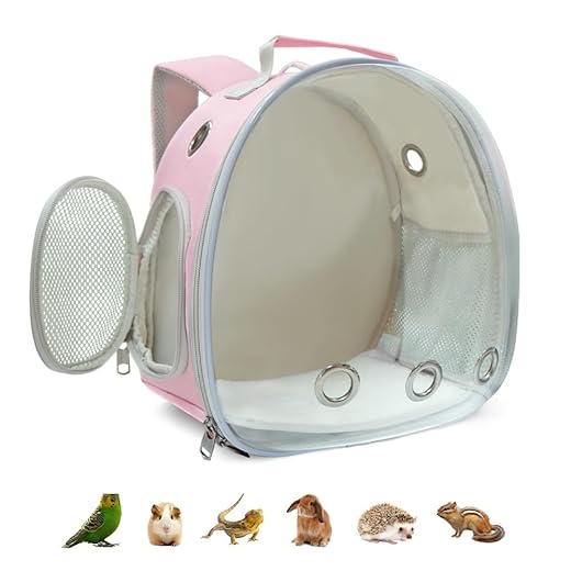 Small Animal Carrier Backpack for Guinea Pig Bird Bunny Cat Kitten Lizard Rabbit Squirrel Beared Dragon Portable Travel Carrier Backpack Space Capsule Bubble Window Carrier (Pink)