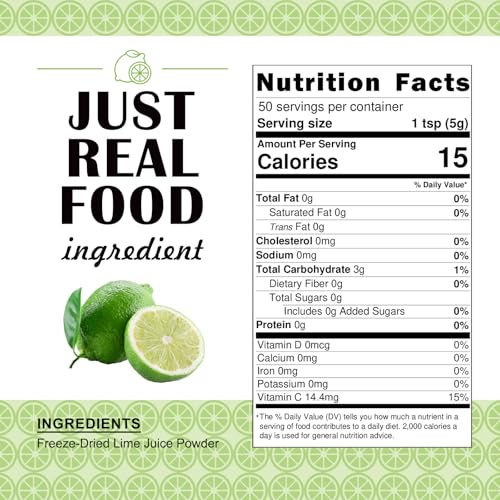 Zorvita Freeze-Dried Lime Juice Powder, Bold Tangy Flavor, Cold Pressed Fresh Lime No Additives or Fillers, Gluten-Free, Non-GMO 8.82 oz (250g) - Image 3