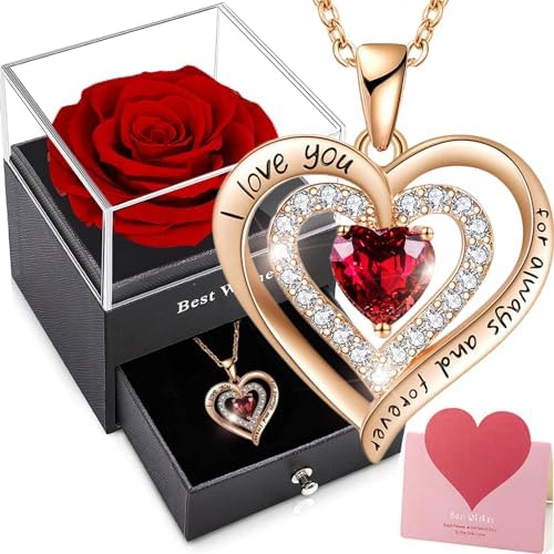 Eternal Rose With Necklace, Real Preserved Flowers Rose