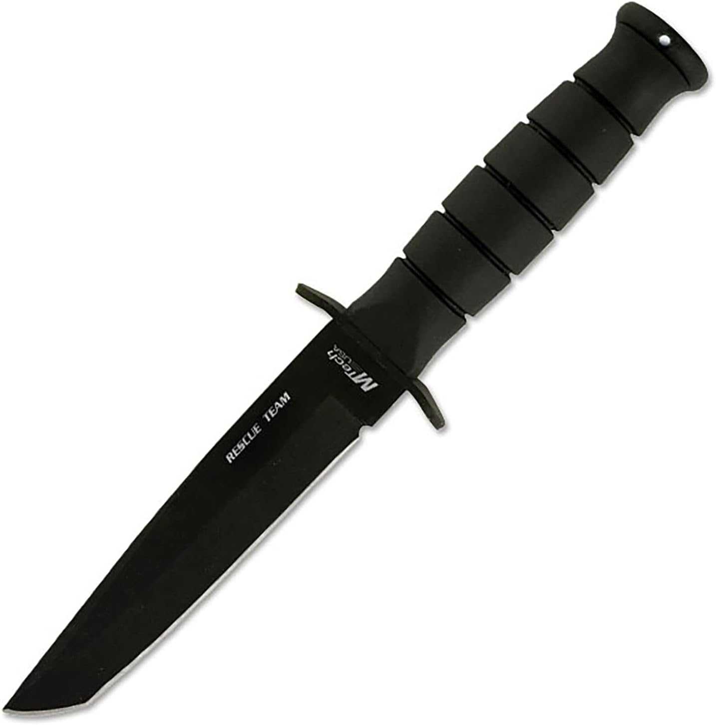 MTech USA MT-113 Rescue Team Fixed Blade Survival Knife, Black Straight Edge Tanto Blade, Black Handle, 10-1/2-Inch Overall