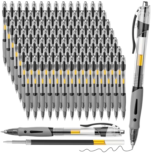 Image of 200 Pcs Gel Pens Bulk 0.5mm Ink Gel Pen Retractable Medium Point Rollerball Pens Quick Drying Smooth Writing with Comfortable Grip for School Office Journaling Note Homework (Black)