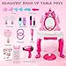 Easface Kids Vanity for Girls, Toddler Makeup Vanity Table and Chair Set Set Toys with Music Light, Pretend Play Princess Dress Up Playset Gift for Toddler Girls 3 4 5 6 Years Old