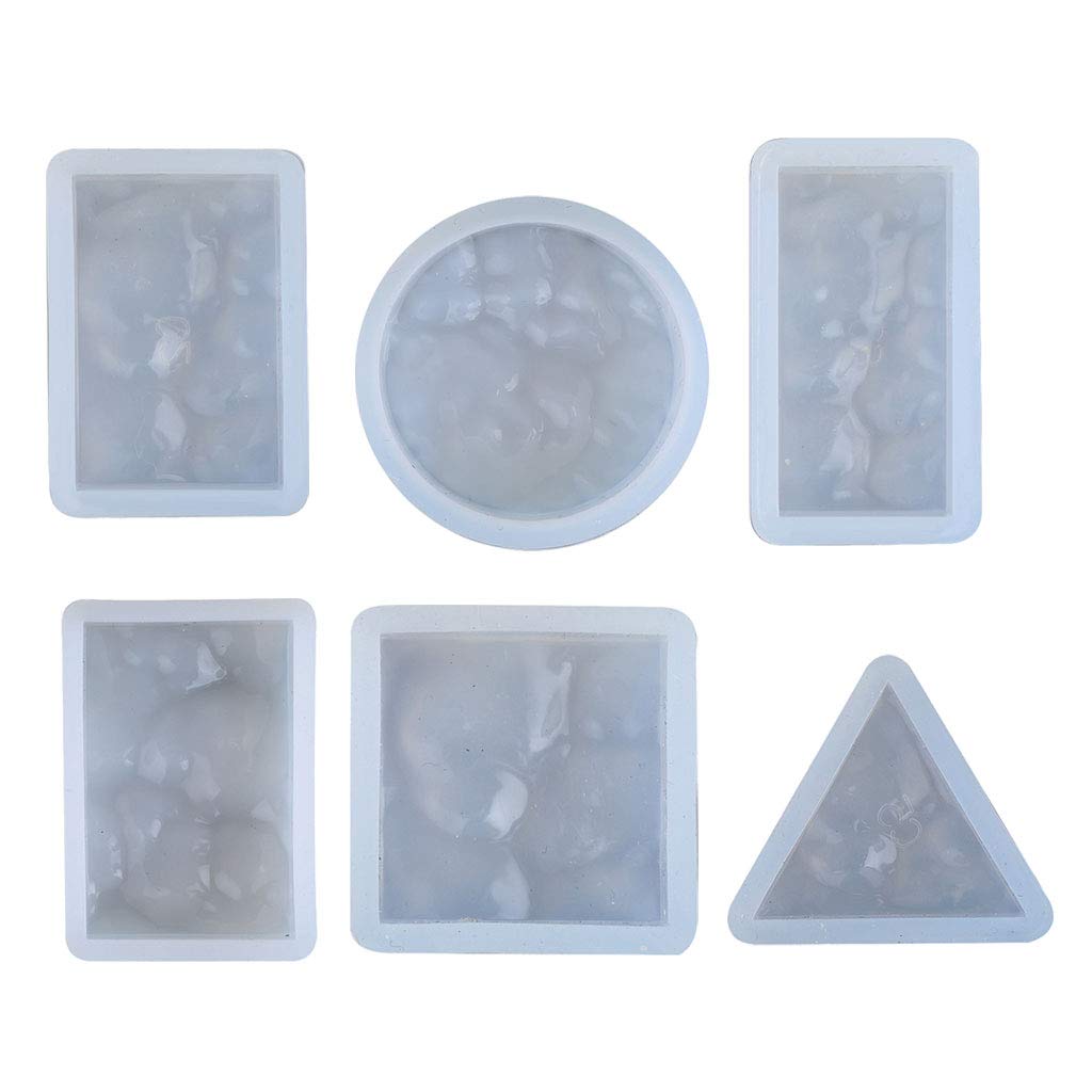 Angwang Silicone Molds, 6Pcs Sea Style Epoxy Resin Water Ripple Pendant Molds for Jewelry Making - White