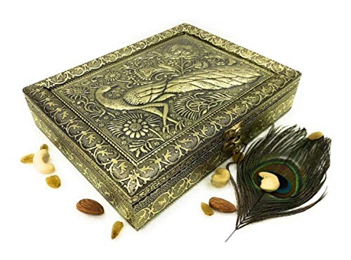 Image of RIOMAX Decorative Empty Dry Fruit Box (4 Section Box) (Golden Peacock)