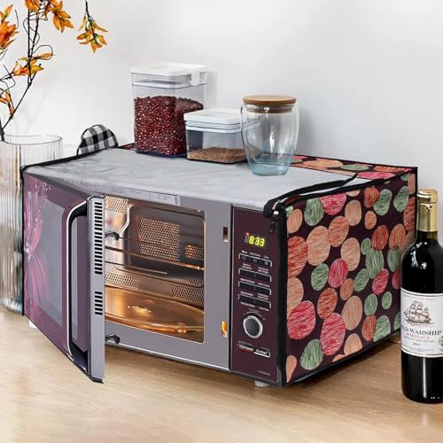 Image of DREAM KING Stylish Design & Printed Microwave Oven Cover Full Closure |waterproof & Dustproof Oven Cover Suitable for All Models - Multicolour SA68