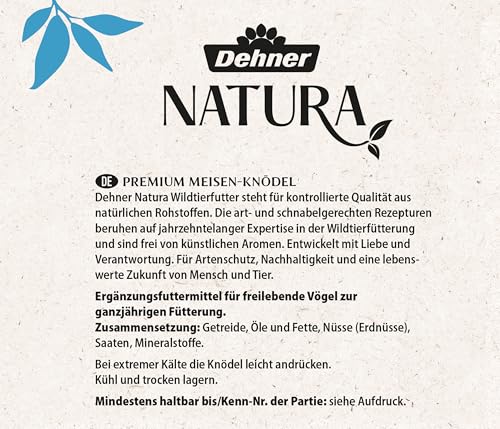 Dehner Natura Premium Meisenknödel mit Netz, ganzjähriges Wildvogelfutter proteinreich / energiereich, Vogelfutter für Wildvögel, 30 Stück je 90 g (2.7 kg), Karton aus FSC-zertifizierter Produktion