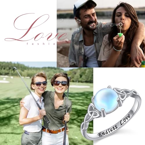 Witches Celtic Knot Ring For Women Sterling Silver Witch's Magical Knot Rings Endless Love Moonstone Promise Ring Celtic Jewelry 5