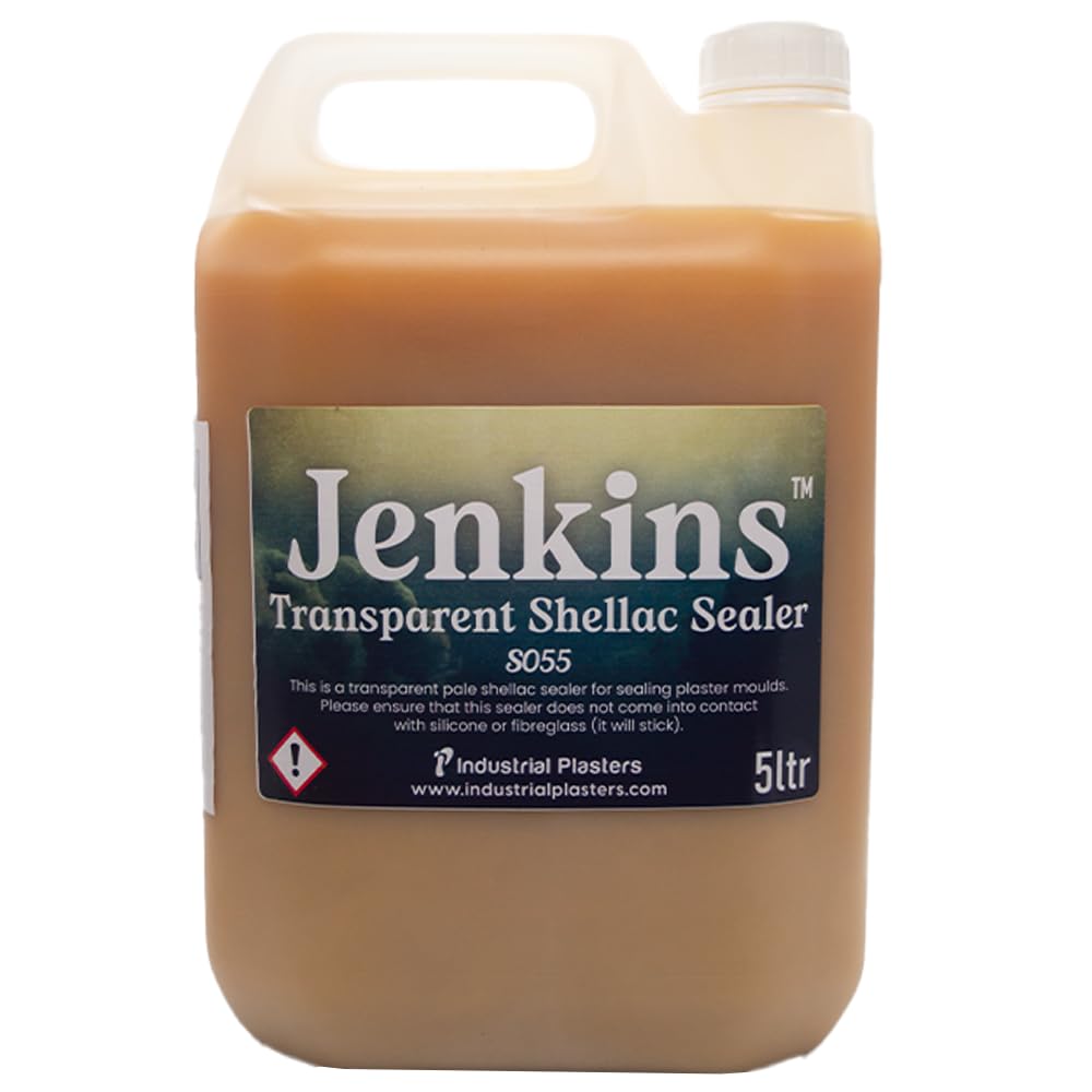 Industrial Plasters Ltd Transparent (When Applied) Shellac Sealers - Knotting - Shellac Polish - French Polish - Button Polish - Jenkins-Mylands (Jenkins Transparent Shellac Sealer S055-5Ltr)