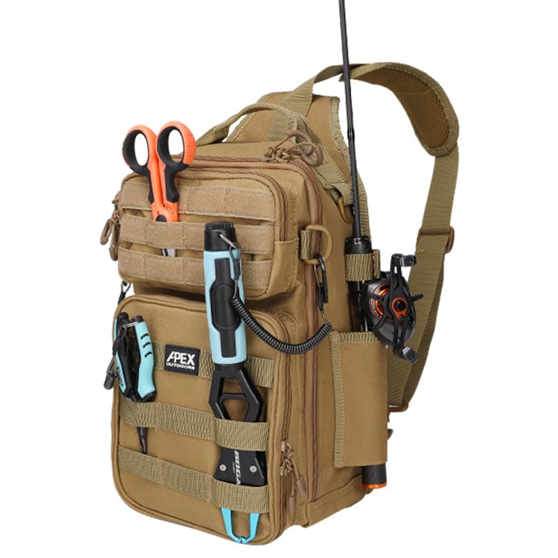Image of Fishing Backpack with Rod Holder, Fishing Tackle Bag | Large Capacity Waterproof Back Pack for Fishing Gear & Equipment, Fishing Gifts for Men & Fisherme