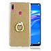 Produktbild Xifanzi Hülle Huawei Y7 2019 Bumper Case Weiche TPU Abdeckung + Glitzer Papier 2 in 1 Hybrid Hülle mit 360°drehbar Kickstand Finger Griff Halter Schutzhülle Handy-Tasche für Huawei Y7 2019 - Gold