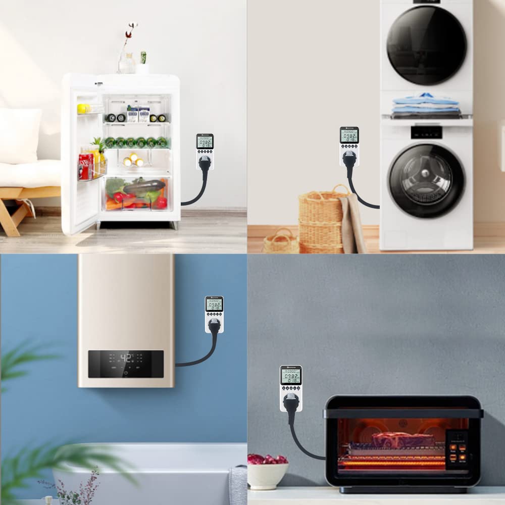 KETOTEK Medidor de Consumo Electrico, Enchufe Medidor de Energía con Pantalla LCD, Reteción de Datos Medidor de Costo de Electricidad 3680W Protección contra Sobrecarga