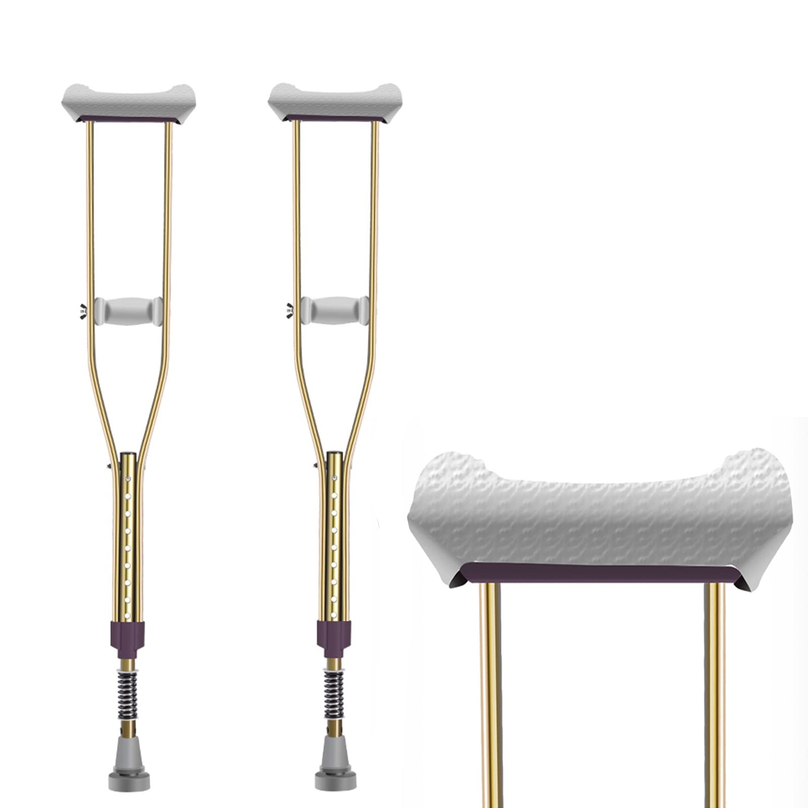 1 Par Muletas Axilares Regulables for Adultos, Muletas Antideslizantes for Caminar Médica, Muletas Ligeras de Aluminio con Muelle(M)