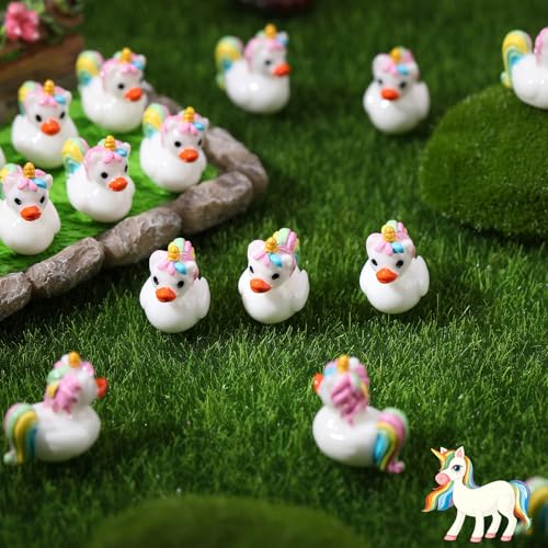 Image of 50 Pcs Unicorn Ducks Toy Figures, Mini Unicorn Resin Ducks Bulk, Tiny Unicorns Figurine Dress up Duck Toy for Party Favors (Unicorns)