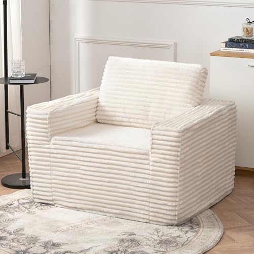 Nixorien Plush Bean Bag Chair for Adults with Armrests,Bean Bag Sofa Chair with Pillows for Living Room, Bedroom,Dorm (Beige)