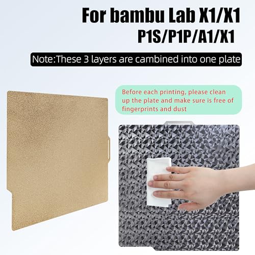Image of Double Sided PEO PEI Build Plate for Bambu Lab X1 /X1C /X1E /P1P /P1S /A1, 257x257mm PEO+PEI Spring Steel Plate Flexible Textured Plate for Bambu Labs Series 3D Printers