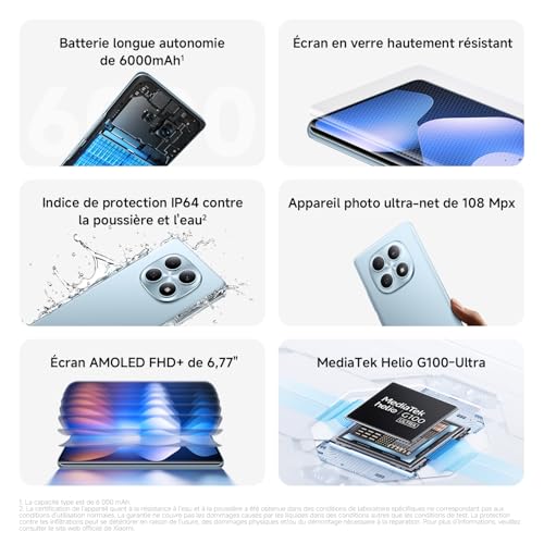 Xiaomi REDMI Note 15 Téléphone Android 128Go Batterie 6000mAh Écran 6.77 Pouces - 3
