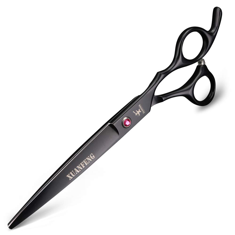 XUANFENG - Tijeras de aseo para mascotas, profesional, rectas, adelgazamiento, tijeras de corte, utilizadas para perros o gatos con tijeras de corte de 7 pulgadas (17,8 cm, color negro)