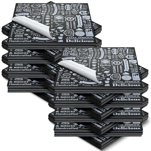 Outus 1400 Pcs 12 x 12 Inch Deli Wax Paper Sheets, Black