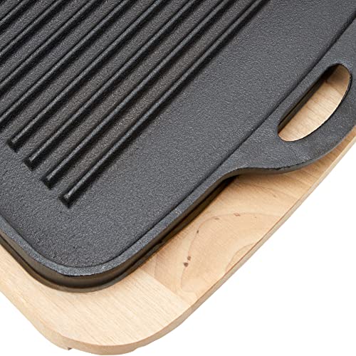 Jim Beam Cast Iron Fajita Pan with Wooden Trivet, Pre-Seasoned Ideal for Barbecuing and Camping, Large, Black,JB0206 by Jim Beam - Image 3
