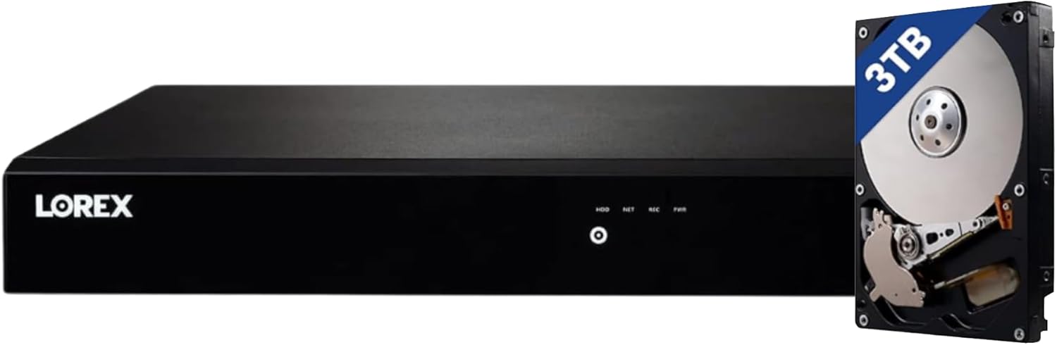 Lorex 4K Wired/Wireless Fusion Series 3TB 16-Channel Network Video Recorder with Smart Motion Human/Vehicle Detection and App/Voice Control – Pair with Video Doorbells, Floodlights, Cameras, Sensors
