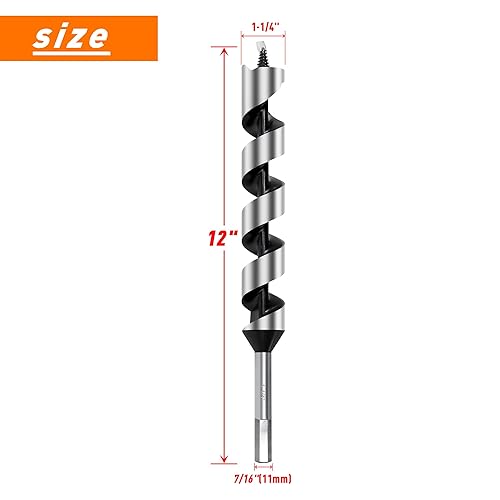 Vista 36 de Juego de 6 brocas de taladro de 12 pulgadas de largo para madera, vástago hexagonal de 1/4 a 7/8 pulgadas para madera blanda y dura, plástico