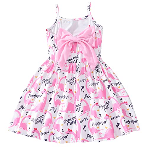 Toddler Summer Dress Dinosaur Backless Sundress Baby Girl Bowknot Dresses Birthday Beach Dress