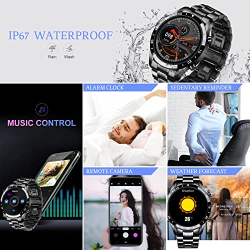 Filiekeu Men Smart Watch For Android Ios, Bluetooth Calls Voice Chat With Heart Rate/Sleep Monitor Fitness Tracker, 1.3" Full Touch Screen Ip67 Waterproof Stainless Steel Activity Tracker For Men #TOP2