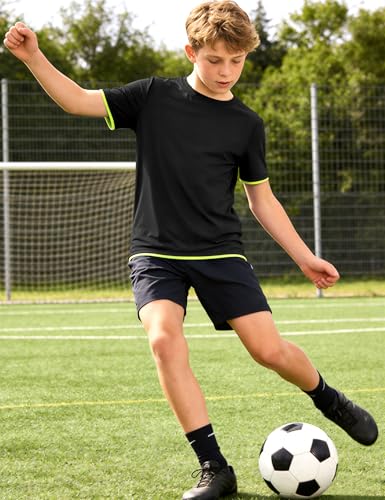 Image of Somaibo Boys Athletic Shirts Mesh Kids Short Sleeve T-Shirts Quick Dry Youth Activewear Tops for Teens