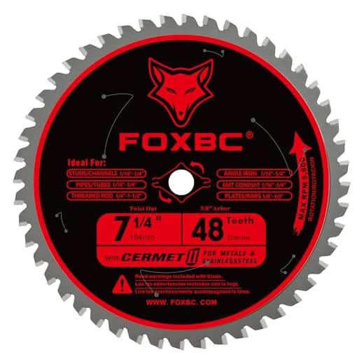 FOXBC 7-1/4 inch Circular Saw Blade Metal and Stainless Steel Cutting 48 Teeth, Replacement for Diablo D0748CF Ceramic Carbide Saw Blade