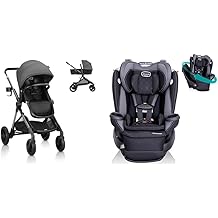 Evenflo Pivot Xpand Modular Stroller Sabino Gray & Revolve360 Extend All-in-One Rotational Car Seat with Quick Clean Cover Revere Gray