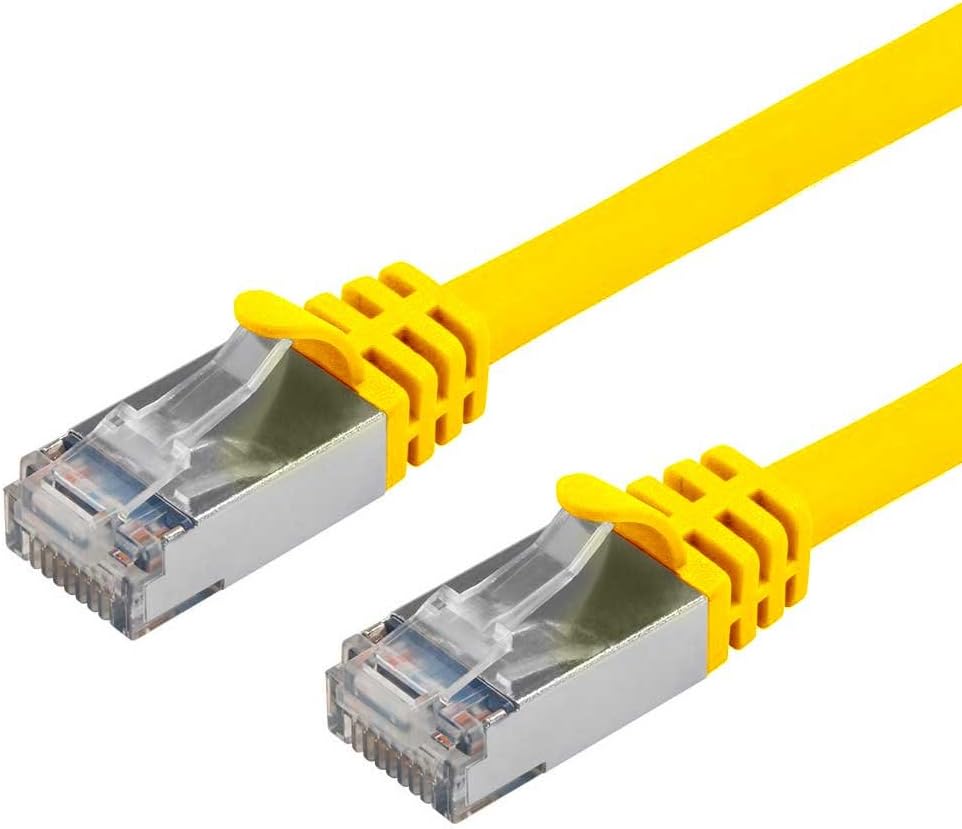 Buhbo 2 ft CAT7 Shielded RJ45 Ethernet Network Snagless Cable 10Gbps 600 MHz (10-Pack) Yellow