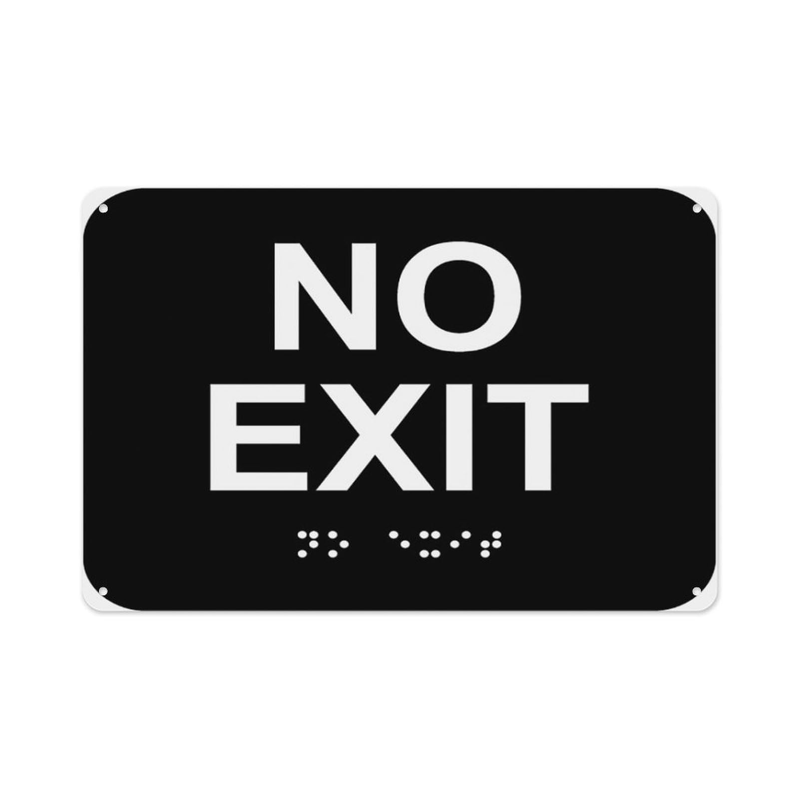 peiyeety No Exit Sign With Braille Aluminum Tin Warning Signs For Home Outdoor Garden 12X16 Inches