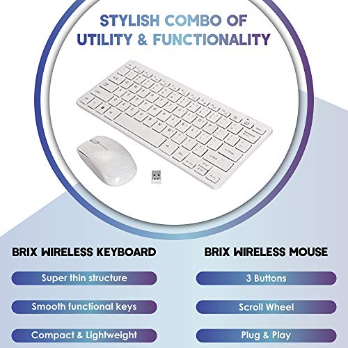 Image of BRIX Wireless Mini Keyboard and Mouse Combo Set (White)