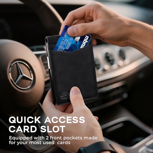 Image of Zitahli Genuine Leather Wallet for Men 12 Card Slim Mens Wallets Bifold RFID Blocking with Money Clip & ID Window Thin Minimalist Card Holder Wallet with Gift Box
