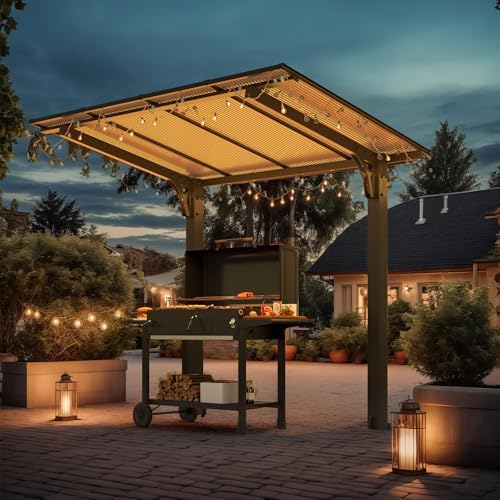 U-MAX 8' x 5' Grill Gazebo Outdoor Pergola for Patio, Freestanding Lean to Hardtop Gazebo Carport Pergolas and Gazebos Clearance with Roof, Small Wall-Mounted Heavy Duty Awnings for Patio, Decks — view 6